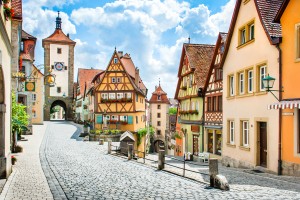 Beautiful view of the historic town of Rothenburg ob der Tauber, Franconia, Bavaria, Germany