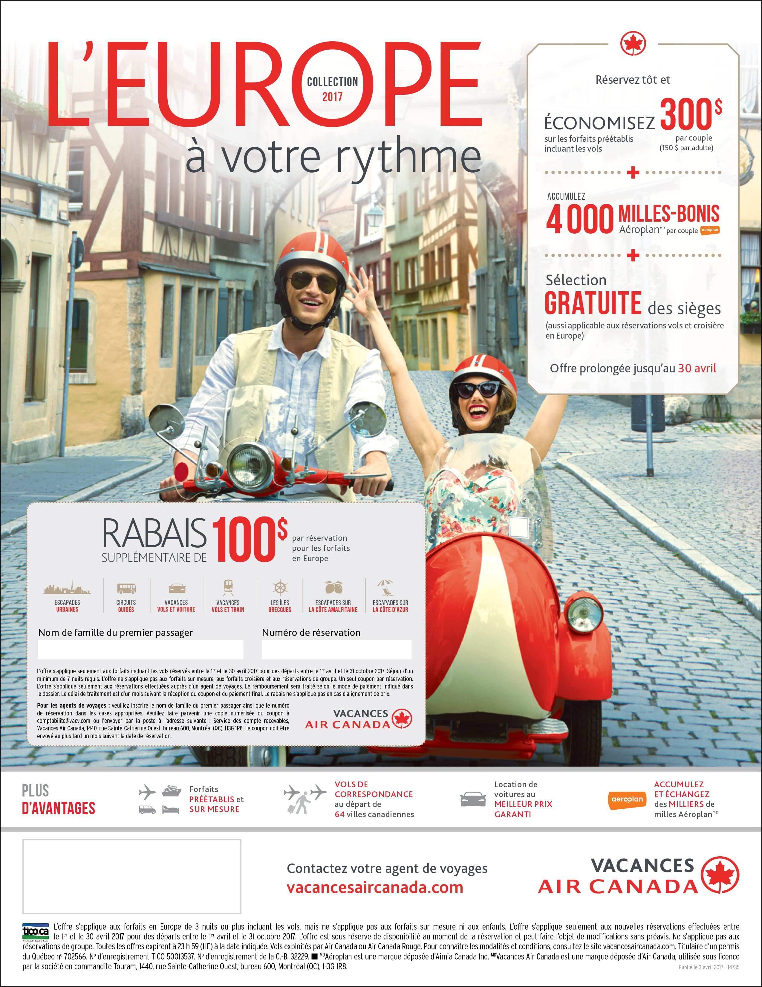 Offre Vacances Air Canada Europe